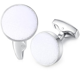 HONEY BEAR Men's Wedding Cotton Fabric Velvet Cufflinks Stainless Steel Cuff Links Round Reusable, Velvet, No Gemstone