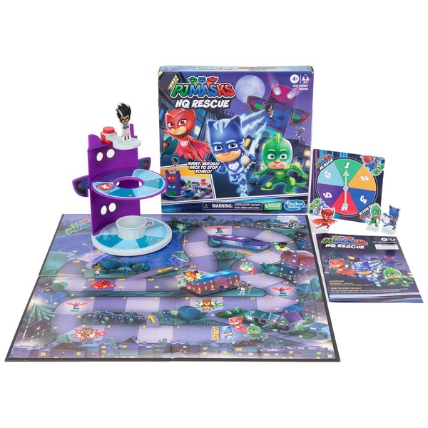 PJ Masks Hasbro Gaming HQ Rescue Kids Board Game, Preschool Games, Race to Stop Romeo, Includes 3D Plastic Tower, Kids Games Ages 4 and Up