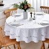 Heavy Duty Fabric Tablecloth with White Lace-Waterproof/Wrinkle Free/Stain Resistant/Oil Proof-for