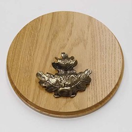 GTK Offer Round Wedge Sign Light Oak AF 19 cm with Oak Leaves Cover Large Wedge Board Weapon Board Trophy Sign