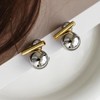 Two Tone Teardrop Stud Earrings for Women Gold Silver Front