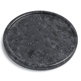 Moreast Genuine Black Marble Round Tray, High End Decorative Tray for Bathroom, Kitchen, Dresser and Vanity (Black 8")
