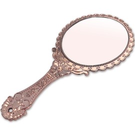 Kootinn Hand Mirror Vintage Handheld Mirror with Handle Vanity Makeup Mirror Travel Mirrors Rose Gold, Oval