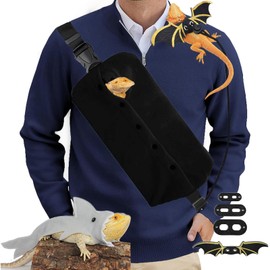 Black Bearded Dragon Carrier Set, Reptile Carrier Kit Includes Bearded Dragon Leash and Carrier, Shark Costume, Bearded Dragon Harness Vest with Costume for Small Pets Travel
