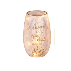Stony Creek - Frosted Glass - 5" Lighted Vase - Wherever You Are/ Bereavement