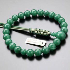 Dotcom 101220182 Jodo Shinshu Prayer Beads, Men's, 22 Balls, High Quality, Inscription Jade, String Tassel, Japanese Prayer Beads, Buddhist Supplies, Indian Jade, Aventurine, Natural Stone, Legal Requires, Funeral, Green, My Prayer Beads Bag Gift