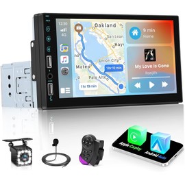 Hikity Wireless Carplay Android Auto Single Din Car Stereo 7 Inch Car Play Touchscreen Radio GPS Navigation Bluetooth FM Backup Camera
