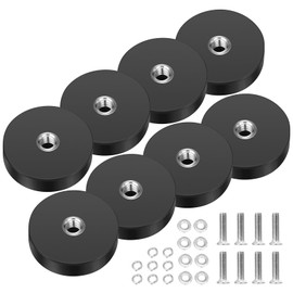 Wukong Rubberised Magnets Diameter 22 mm, Pack of 8 Strong Magnets Non-Slip with M4 Flat Thread, Magnets with Thread for Vehicles, Lamps, Attaching Tools