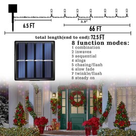 TW SHINE 2 Pack Solar String Lights, 200 LED 66 FT, Waterproof, 8 Modes, Warm White, Outdoor Christmas Decorations
