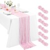 6 Pack Light Pink Cheesecloth Table Runner, 10Ft Boho Gauze