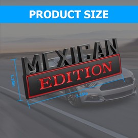 zipelo Mexican Edition Emblem for Car, 3D Car Letters Metal Material Sticker, Auto Side Fender Rear Bumper Badge Decoration Decals, Vehicle Exterior Accessories for SUV Truck (Black/Red)