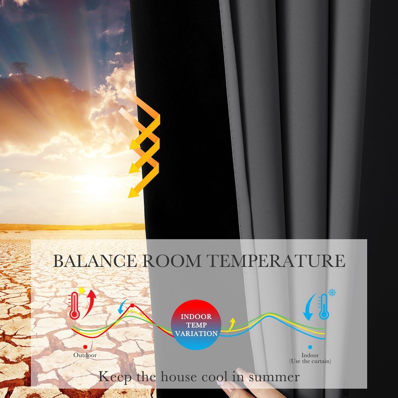 PONY DANCE 100% Blackout Curtains, Thick Double Layer Light Blocking