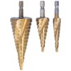 3Pcs Hex Shank Step Drill Bit High Speed Steel Sturdy