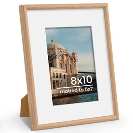 FLYJOE 8x10 Picture Frame, Display Pictures 5x7 with Mat or 8x10 Without Mat, Wall and Tabletop Display Photo Frame, Natural, 1 Pack