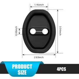 CyperFair 4 PCS Car Door Latch Lock Cover, Silicone Shock Absorbing Cushioning Pad, Thickened Water Proof Full Protection Cover, Universal Self-Adhesive Door Lock Protector Accessory (Black)