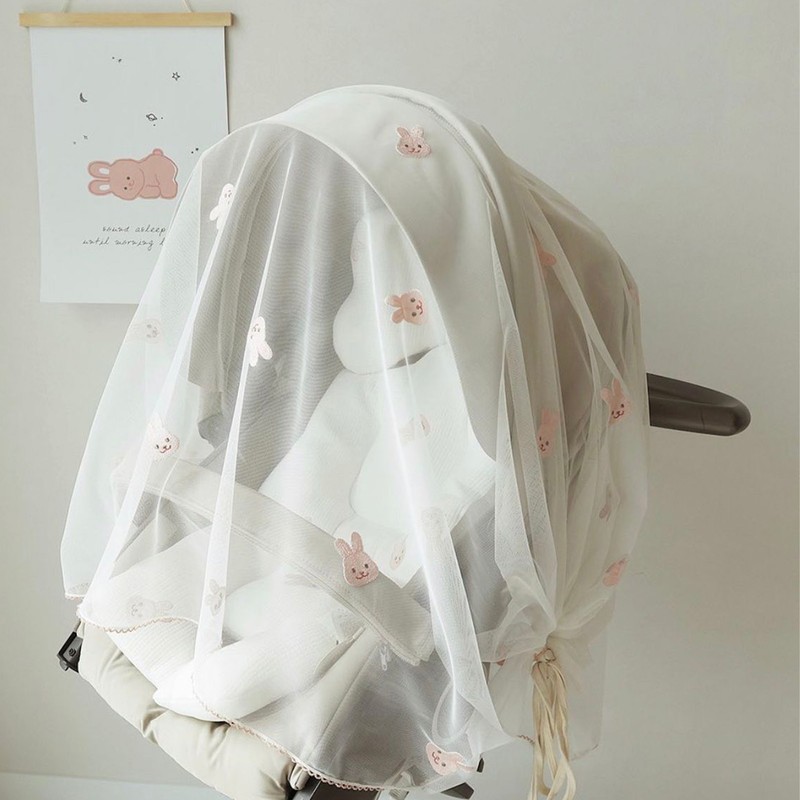 Stroller Wind Shade Breathable Cartoon Pattern Adjustable Universal Mesh Stroller