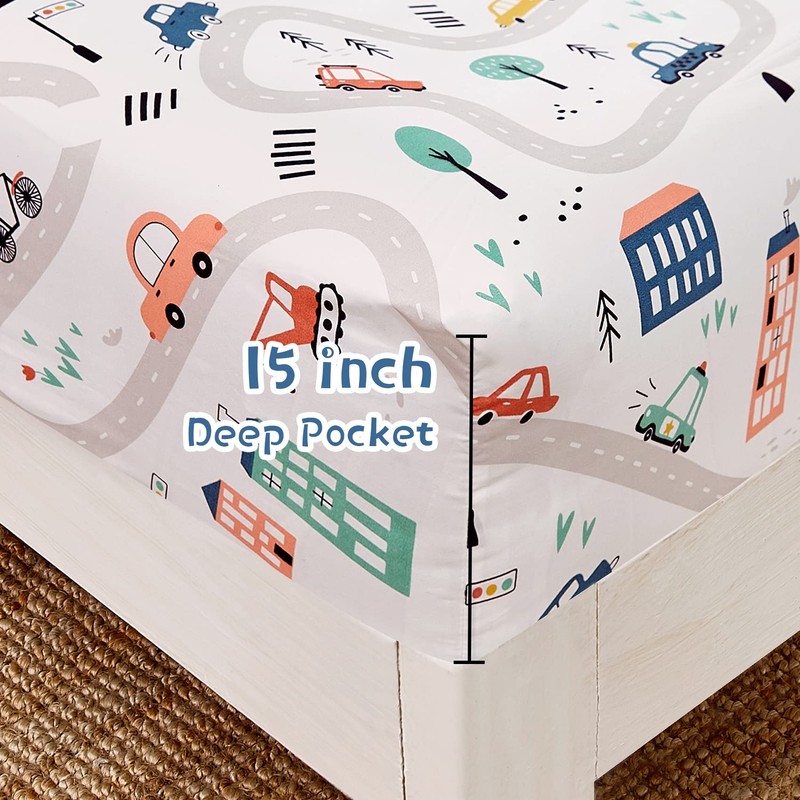 JSD Car Kids Printed Sheet Set Full Size, 4 Piece