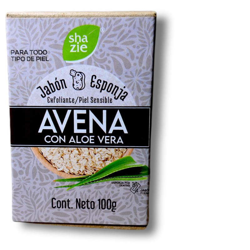 Jabón Natural de Avena y Aloe Vera -Sábila- con Esponja,