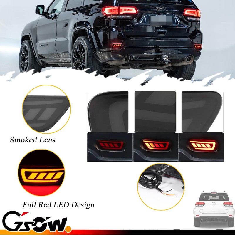GSOWO 2 Pcs Red LED Rear Bumper Reflector Lights for