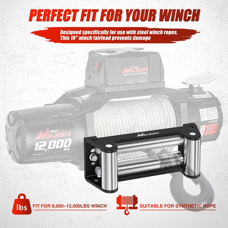 Nilight Winch Fairlead 10 Inch (254mm) Heavy Duty Winch Roller