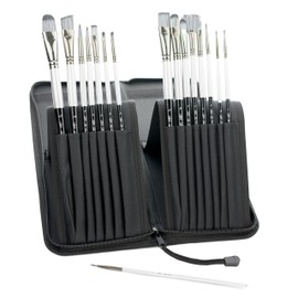 Paint Brushes Set for Acrylic Oil Watercolor, Artist Face and Body Professional Painting Kits with Synthetic Nylon Tips (Black, Long Handle 15 pcs)