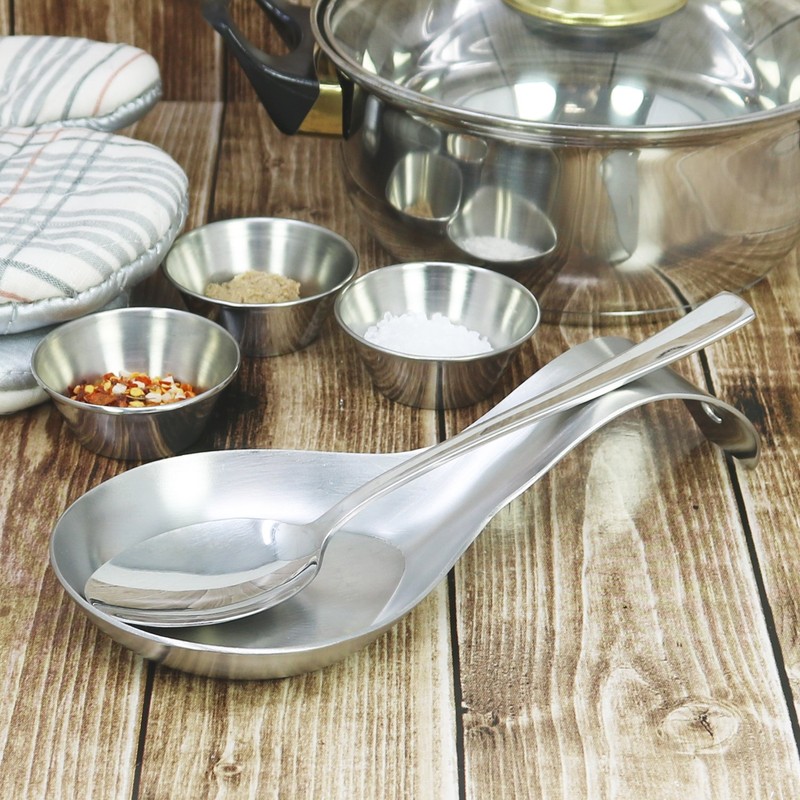 com-four® 2 x Stainless Steel Cooking Spoon Rest for Kitchen
