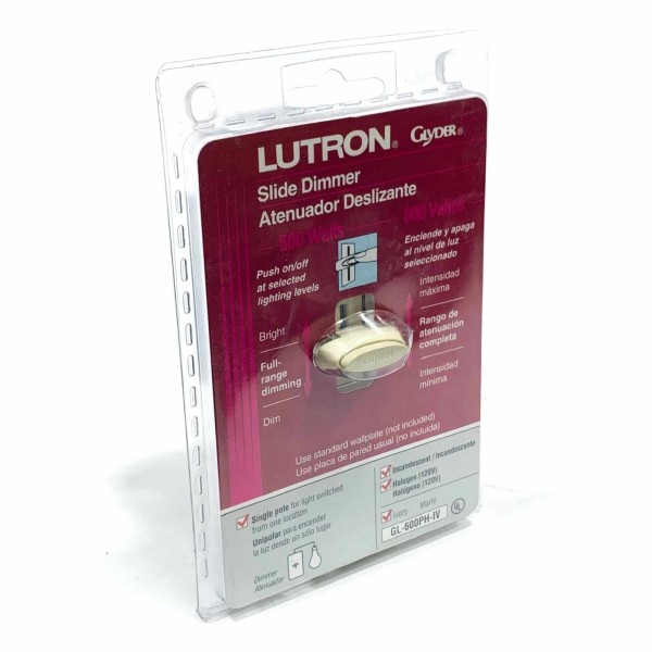 Lutron GL-600PH-IV Lutron Glyder Slide Dimmer Light Switch, (Ivory)