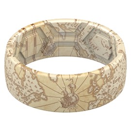 ThunderFit Silicone Wedding Rings for Men, Breathable Printed Design Rubber Engagement Bands 8mm Wide 2mm Thick (World Map - Size 8-8.5 (18.60mm))