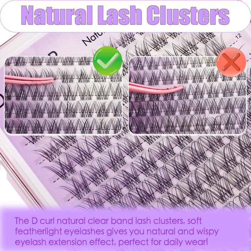 DAODER Natural Lash Clusters Kit Wispy Eyelash Clusters Lashes Invisible