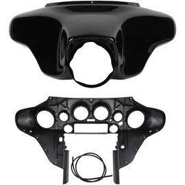 Black Front Outer with Inner Batwing Upper Fairing Cowl Fit for 1996-2013 Harley Davidson Touring Electra Glide Street Glide and Trike models