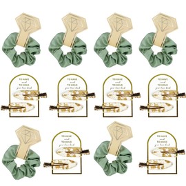 18 Pcs Including Gold Glitter Bridesmaid Hair Clips and Silk Satin Soft Scrunchies,Hair Accessories Bridesmaid Proposal Gifts -Styling Hair Accessories for Bride, Women & Girls (green)