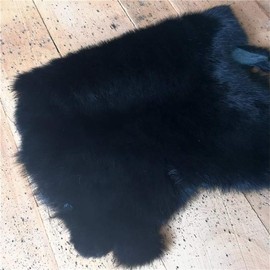 Natural Real Rabbit Fur Pelt Craft Grade Rabbit Sewing Rabbit Fur Blanket Rug (3 Pack, Black)