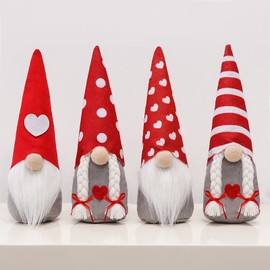 Bunny Chorus Valentines Day Decor, 4 Pcs Valentines Gnomes, Handmade Tomte Classic Valentines Decorations for Home Tbale Office Valentines Home Table Decor