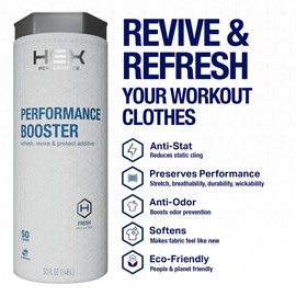 HEX Performance Fabric Booster, Fresh, 100 Load (Pack of 2) - Safe for Activewear, Made for Sensitive Skin, Eco-Friendly