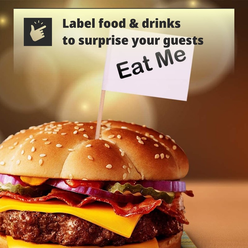 H&S 200 Toothpick Flags Blank White Cheese Cake Markers Flags