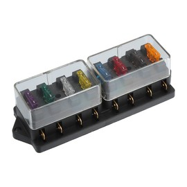 X AUTOHAUX 1 Set 8 Way Blade Fuse Block Box Holder W/Negative Bus ATC/ATO Standard Circuit 10V-32V DC for Automotive Truck Boat Marine RV Van Vehicle