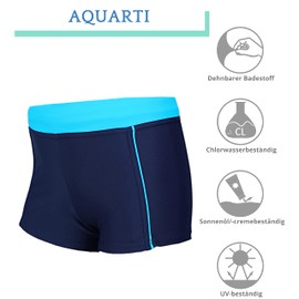 Aquarti Boys' Swimming Trunks with Side Piping, 024 Dark Blue/Blue, 164