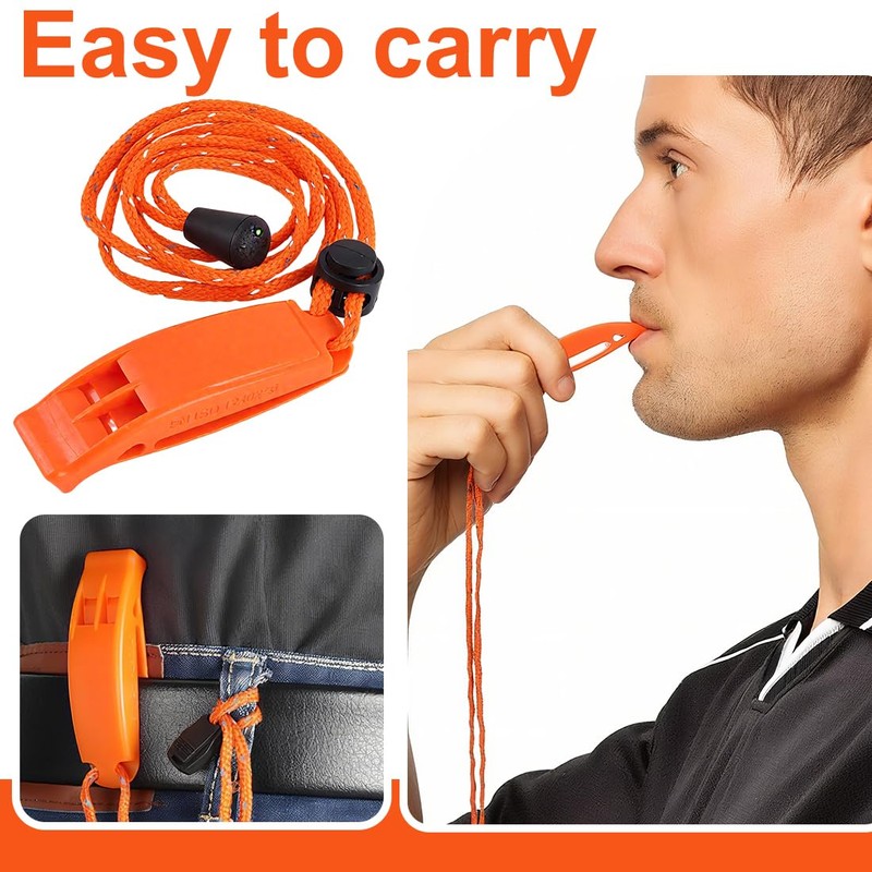 GXGM Pack of 3 with Reflective Rope, Whistle, Safety Whistle,