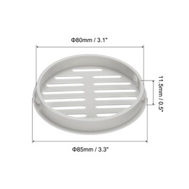 sourcing map 20Pcs 80mm/3.1in Air Vents Circular Soffit Vents, Grey Plastic Soffit Vent Cover for Cabinet, Wardrobe