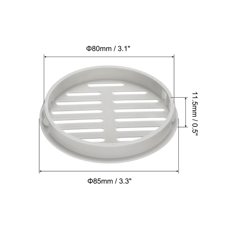 sourcing map 20Pcs 80mm/3.1in Air Vents Circular Soffit Vents, Grey