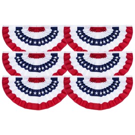 ROTERDON American Flag Bunting - 1.5x3 ft (6 PCS), Outdoor Patriotic Bunting, Embroidered 4th of july Decorations Outdoor, with Brass Grommets