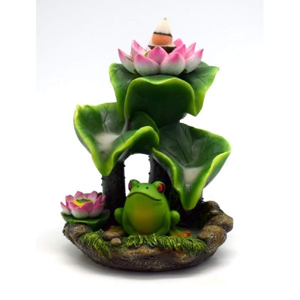 Fantasy Gifts 2842 Frog and Lily Pad Incense Backflow Burner, 6 X 5 inches, Multicolor…
