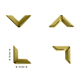 Pack of 40 Metal Book Corners / Book Fittings 16 x 16 x 3.5 mm Brass-Plated / Gold