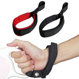 LFCXHTY Hands Free Adjustable Wrist Strap, Soft Comfortable Diving Fabric Safety Strap for Retractable Dog Leash (Black & Red, 2 Pack)