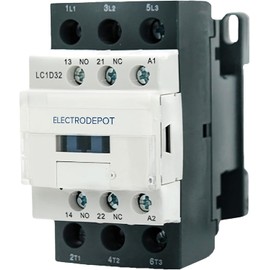30A Electrodepot Contactor 3 Pole, 110/120V Coil, Motor Load 32A, Lighting 40A, 50A, 600V IEC DIN w 1NO and 1NC Aux Contact