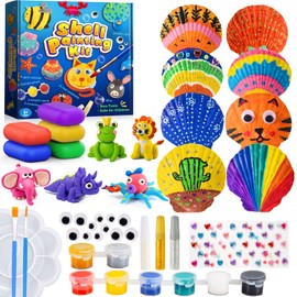 HappyGoLucky Craft Set Children from 4-10 Years, Creative Set for Children Craft Set Girls 4 5 6-10 Years Gift Girls Boys 4-10 Years Shells for Crafts DIY Painting Art Easter Gifts for Children