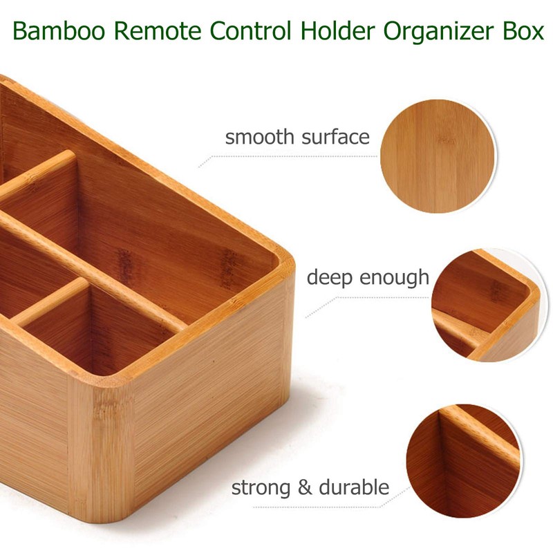 Holzsammlung Desk Organiser Multifunctional Bamboo Storage Boxes Office Box with