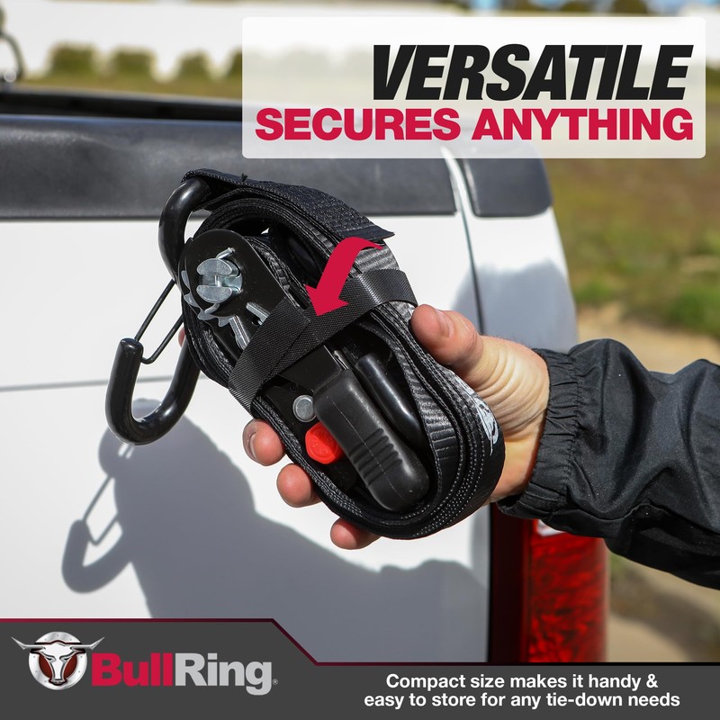 Bull Ring Sliding Ratchet Tie Down Straps – Includes (2)