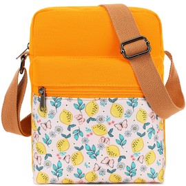 Leaper Girls Crossbody Purses 2 PCS Lemon Messenger Bag Canvas Crossbody Bag and Purse Set for Women (SD20-Yellow)