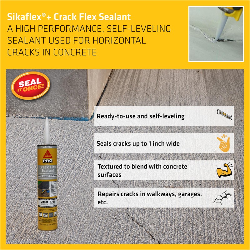 SIKA Sikaflex Crack Flex Sealant - Gray, High-Performance Polyurethane, Self-Leveling,